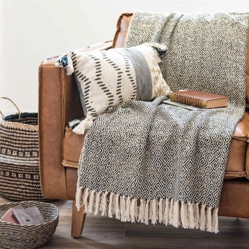 Maisons Du Monde Plaids Plaid En Coton Noir Et Blanc Motifs Graphiques 130x170 8 Maisons Du Monde Plaids Plaid En Coton Noir Et Blanc Motifs Graphiques 130x170 – Image 6