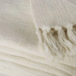 Maisons Du Monde Plaids Plaid En Coton Recyclé écru Avec Pompons 160x210 -Plaids Soldes plaid en coton recycle ecru avec pompons 160x210 1000 15 3 223412 3