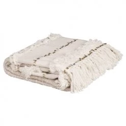 Maisons Du Monde Plaids Plaid En Coton Recyclé écru Et Beige 160x210 -Plaids Soldes plaid en coton recycle ecru et beige 160x210 1000 4 35 222993 2