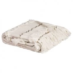 Maisons Du Monde Plaids Plaid En Coton Recyclé écru Et Beige 160x210 -Plaids Soldes plaid en coton recycle ecru et beige 160x210 1000 4 35 222993 3