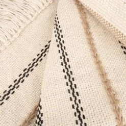 Maisons Du Monde Plaids Plaid En Coton Recyclé Et Jute Motifs à Rayures Bleues, Marron Et Blanches 130x170 -Plaids Soldes plaid en coton recycle et jute motifs a rayures bleues marron et blanches 130x170 1000 7 21 222979 3