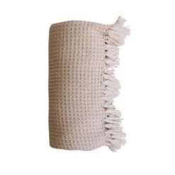 Home Maison Plaids Plaid En Coton Recyclé Gaufré Coton Ecru 150 X 125 -Plaids Soldes plaid en coton recycle gaufre coton ecru 150 x 125 2