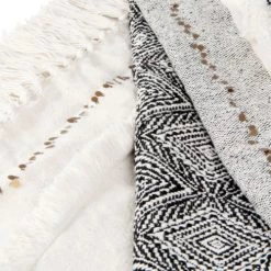 Maisons Du Monde Plaids Plaid En Coton Recyclé Motifs Tissés Noirs Et Blancs 160x210 -Plaids Soldes plaid en coton recycle motifs tisses noirs et blancs 160x210 1000 9 21 224783 3