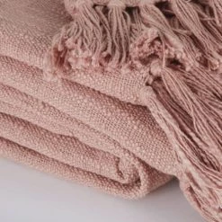 Maisons Du Monde Plaids Plaid En Coton Rose Poudré à Franges 160x210 -Plaids Soldes plaid en coton rose poudre a franges 160x210 1000 7 9 214275 3