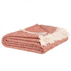 Maisons Du Monde Plaids Plaid En Coton Tissé Terracotta Et écru 130x130 Cm -Plaids Soldes plaid en coton tisse terracotta et ecru 130x130 cm 1000 9 28 226840 2