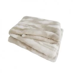 MX HOME Plaids Plaid En Fausse Fourrure Beige Et Blanche -Plaids Soldes plaid en fausse fourrure beige et blanche 2