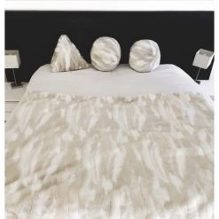 MX HOME Plaids Plaid En Fausse Fourrure Beige Et Blanche