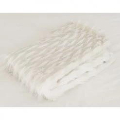 MX HOME Plaids Plaid En Fausse Fourrure Blanche Et Beige -Plaids Soldes plaid en fausse fourrure blanche et beige 3