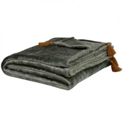 Maisons Du Monde Plaids Plaid En Flanelle Embossée Motif Papillons Bleu Et Doré 150x230