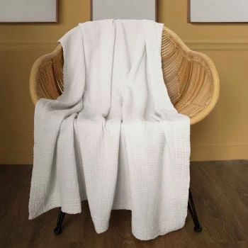 Blanc Cerise Plaids Plaid En Gaze De Coton 130x170 Cm Kaki 7 Blanc Cerise Plaids Plaid En Gaze De Coton 130x170 Cm Kaki – Image 5