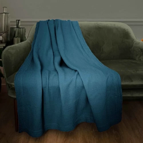 Blanc Cerise Plaids Plaid En Gaze De Coton 130x170 Cm Bleu Paon 3 Blanc Cerise Plaids Plaid En Gaze De Coton 130x170 Cm Bleu Paon