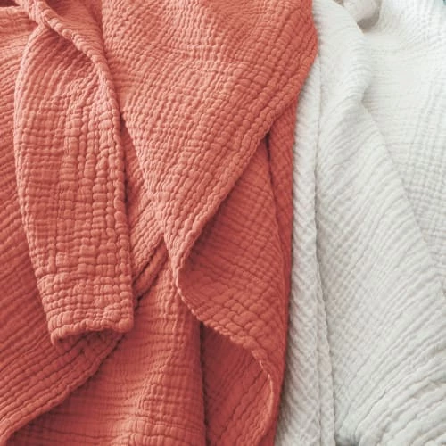 Blanc Cerise Plaids Plaid En Gaze De Coton 130x170 Cm Terracotta 5 Blanc Cerise Plaids Plaid En Gaze De Coton 130x170 Cm Terracotta – Image 3