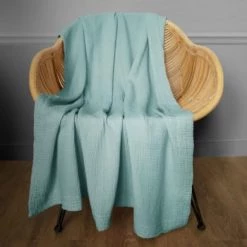 Blanc Cerise Plaids Plaid En Gaze De Coton 130x170 Cm Caramel -Plaids Soldes plaid en gaze de coton 130x170 cm vert givre 2