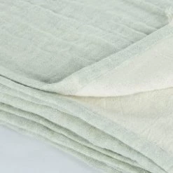 Maisons Du Monde Plaids Plaid En Gaze De Coton Et Lin Vert Jade 160x210 -Plaids Soldes plaid en gaze de coton et lin vert jade 160x210 1000 8 10 222640 3
