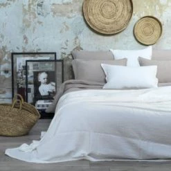 Maison D'été Plaids Plaid En Gaze De Coton Blanc 180X220 CM -Plaids Soldes plaid en gaze de coton milk 180x220 cm 4