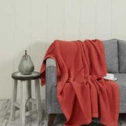 Sensei Maison Plaids Plaid En Gaze De Coton Gris Perle 130x170 Cm -Plaids Soldes plaid en gaze de coton terracota 130x170 cm 6