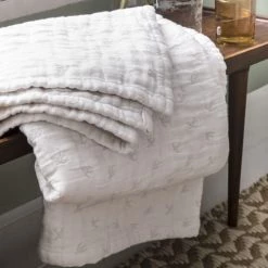 Essix Plaids Plaid En Jacquard De Coton Lavé Blanc 130x170