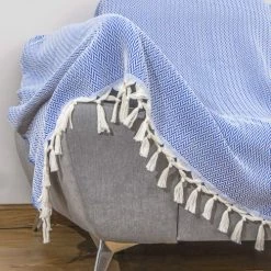 Febronie Plaids Plaid En Laine 130x170 Bleu Grec