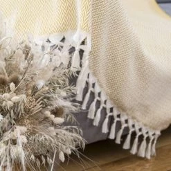 Febronie Plaids Plaid En Laine 130x170 Jaune Moutarde -Plaids Soldes plaid en laine 130x170 jaune moutarde 3