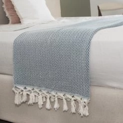 Febronie Plaids Plaid En Laine 160x250 Bleu Canard -Plaids Soldes plaid en laine 160x250 bleu canard 4