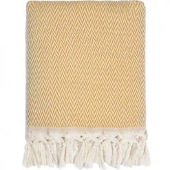 Febronie Plaids Plaid En Laine 160x250 Jaune Moutarde -Plaids Soldes plaid en laine 160x250 jaune moutarde 1