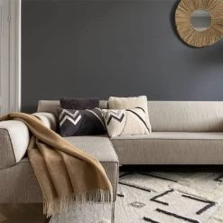 Malagoon Plaids Plaid En Laine Recyclée Double Face Beige Camel 131x170