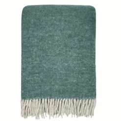 Malagoon Plaids Plaid En Laine Recyclée Double Face Vert Tendre 125x170 -Plaids Soldes plaid en laine recyclee double face vert tendre 125x170 2