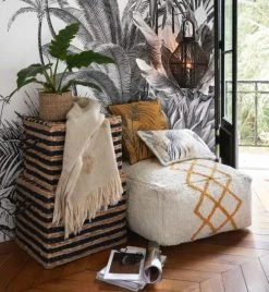 Maisons Du Monde Plaids Plaid En Lin Et Coton écrus Palmiers Tissés Jaune Moutarde 160x210 -Plaids Soldes plaid en lin et coton ecrus palmiers tisses jaune moutarde 160x210 1000 3 2 222550 4