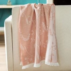 Toison D'Or Plaids Plaid En Lin Et Coton Motif épis De Blé Lin Corail 170 X 130 -Plaids Soldes plaid en lin et coton motif epis de ble lin corail 170 x 130 3