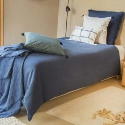 Febronie Plaids Plaid En Lin Lavé 180x260 Indigo -Plaids Soldes plaid en lin lave 180x260 indigo 4