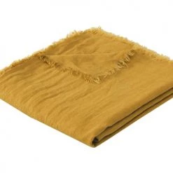 Febronie Plaids Plaid En Lin Lavé 180x260 Moutarde -Plaids Soldes plaid en lin lave 180x260 moutarde 1