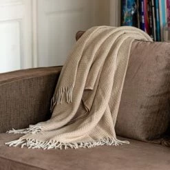 Toison D'Or Plaids Plaid En Mélange De Matière Laine Moka 170 X 130