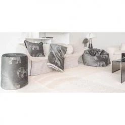 MX HOME Plaids Plaid En Velours Gris Avec éléphants Brodées -Plaids Soldes plaid en velours gris avec elephants brodees 2
