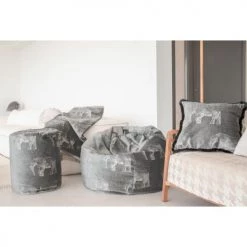 MX HOME Plaids Plaid En Velours Gris Avec éléphants Brodées -Plaids Soldes plaid en velours gris avec elephants brodees 3
