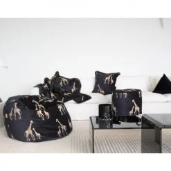 MX HOME Plaids Plaid En Velours Noir Avec Girafes Brodées -Plaids Soldes plaid en velours noir avec girafes brodees 2