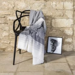 Brun De Vian-Tiran Plaids Plaid Fin Doux En Laine Noir 150x200 Cm