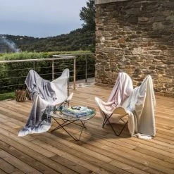 Brun De Vian-Tiran Plaids Plaid Fin Doux En Laine Rose Pâle 150x200 Cm