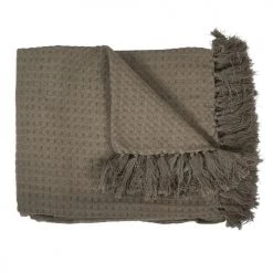 Toilinux Plaids Plaid Gaufré 170 Cm X 250 Cm Marron Taupe -Plaids Soldes plaid gaufre 170 cm x 250 cm marron taupe 2