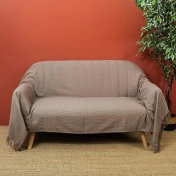 Toilinux Plaids Plaid Gaufré 170 Cm X 250 Cm Marron Taupe