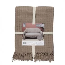 Toilinux Plaids Plaid Gaufré 170 Cm X 250 Cm Marron Taupe -Plaids Soldes plaid gaufre 170 cm x 250 cm marron taupe 3