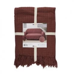 Toilinux Plaids Plaid Gaufré 170 Cm X 250 Cm Orange Terracotta -Plaids Soldes plaid gaufre 170 cm x 250 cm orange terracotta 3