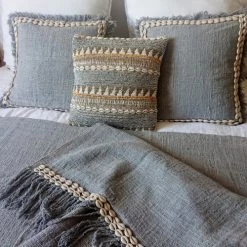 My Bliss Home Plaids Plaid Gris Avec Coquillages 200x140 Cm -Plaids Soldes plaid gris avec coquillages 200x140 cm 2