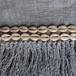 My Bliss Home Plaids Plaid Gris Avec Coquillages 200x140 Cm -Plaids Soldes plaid gris avec coquillages 200x140 cm 5