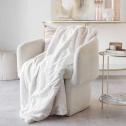 Maisons Du Monde Plaids Plaid Imitation Fourrure Blanc 150x200