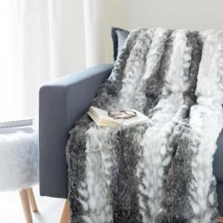 Maisons Du Monde Plaids Plaid Imitation Fourrure Grise 150x180