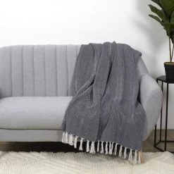 Toilinux Plaids Plaid Imprimé Géométrique 125 X 150 Cm Bleu Marine