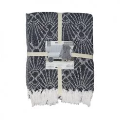 Toilinux Plaids Plaid Imprimé Géométrique 125 X 150 Cm Bleu Marine Et Blanc -Plaids Soldes plaid imprime geometrique 125 x 150 cm bleu marine et blanc 2