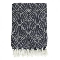 Toilinux Plaids Plaid Imprimé Géométrique 125 X 150 Cm Bleu Marine Et Blanc -Plaids Soldes plaid imprime geometrique 125 x 150 cm bleu marine et blanc 3