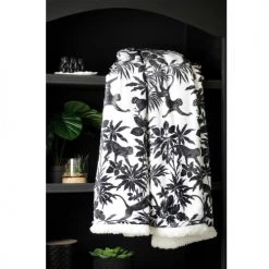 Home Maison Plaids Plaid Imprimé Jungle En Nb Polyester Noir 160 X 130