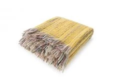 Magma Plaids Plaid Jaune Chiné à Franges 190x130cm -Plaids Soldes plaid jaune chine a franges 190x130cm 3